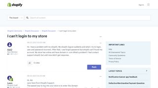 I can't login to my store - Shopify Community
