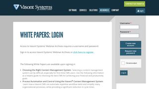 White Papers: Login | Vasont Systems