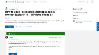 How to open Facebook in desktop mode in Internet Explorer 11 ...