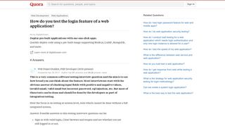 How to test the login feature of a web application - Quora