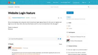 Website Login feature - Zoho Cares