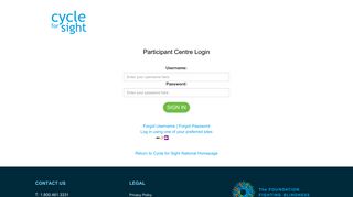 Participant Centre Login - Cycle for Sight - FFB