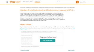 Create Student Login And Student Account Page Usin... | Chegg.com