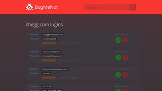 chegg.com passwords - BugMeNot