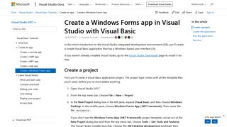 Create a Windows Forms app with Visual Basic - Visual Studio ...