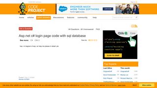 Asp.net c# login page code with sql database - CodeProject