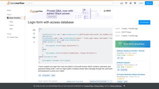 Login form with access database - Stack Overflow