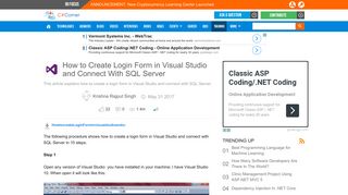 How to Create Login Form in Visual Studio and Connect ... - C# Corner