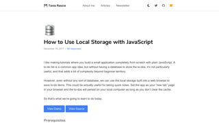 How to Use Local Storage with JavaScript – Tania Rascia