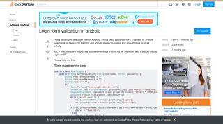 Login form validation in android - Stack Overflow