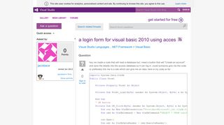 a login form for visual basic 2010 using acces - MSDN - Microsoft