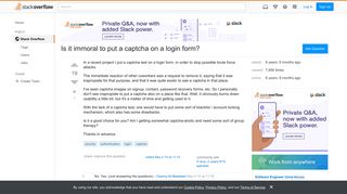 Is it immoral to put a captcha on a login form? - Stack Overflow