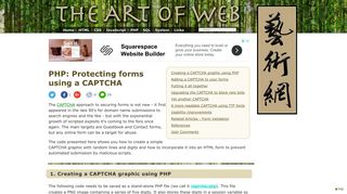 Protecting forms using a CAPTCHA < PHP | The Art of Web
