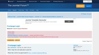 Frontpage Login - Joomla! Forum - community, help and support