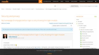 Moodle in English: My homepage (frontpage) before login is only ...