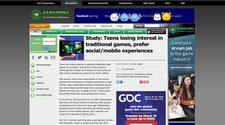 Gamasutra - Study: Teens losing interest in traditional games, prefer ...