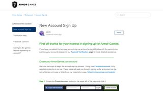New Account Sign Up – Armor Games