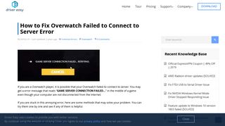How to Fix Overwatch Failed to Connect to Server Error - Driver Easy