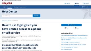 USAJOBS Help Center | How to use login.gov if you have limited ...