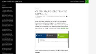 Green Star Energy Customer Service Contact Number: 0800 012 4510