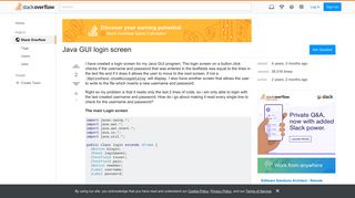 Java GUI login screen - Stack Overflow