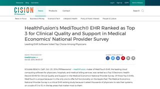HealthFusion's MediTouch® EHR Ranked as Top 3 for Clinical Quality ...