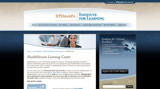 Health Stream :: St. David's Institute for Learning