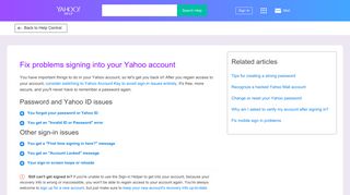 Fix problems signing into your Yahoo account | Yahoo Help - SLN2051