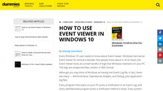 How to Use Event Viewer in Windows 10 - dummies