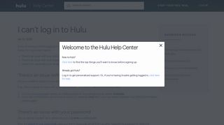 I can't log in to Hulu - Hulu Help