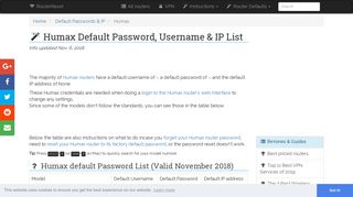 Humax Default Password, Login & IP List (updated November 2018 ...