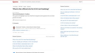 What is the official site for ICICI net banking? - Quora