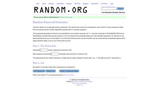 RANDOM.ORG - Password Generator