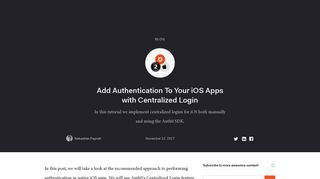 Add Authentication To Your iOS Apps with Centralized Login - Auth0