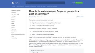 How do I mention people, Pages or groups in a post or ... - Facebook