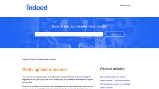Post / upload a resume – Indeed Job Seeker Support