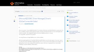 [Microsoft][ODBC Driver Manager] Driver's SQLSe... - Informatica ...