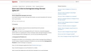 How to chat on Instagram using Chrome - Quora