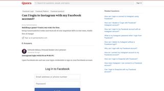 Can I login to Instagram with my Facebook account? - Quora