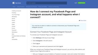How do I connect my Facebook Page and Instagram account, and ...