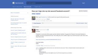 How can I sign into my into second Facebook account? | Facebook ...