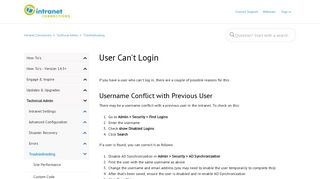 User Can't Login – Intranet Connections