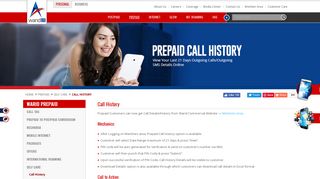 Warid Telecom :: Call History - Jazz