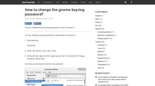 How to change the gnome keyring password? - SysTutorials