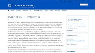 Student Review Committee Meetings - KU School of Social Welfare