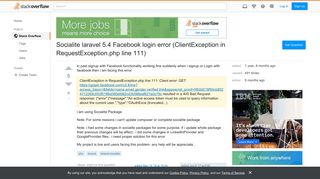 Socialite laravel 5.4 Facebook login error (ClientException in ...