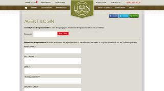 Agent Login | Lion World Travel