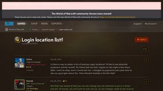Login location list? - World of Warcraft Forums - Blizzard ...