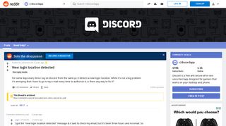 New login location detected : discordapp - Reddit
