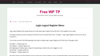 Login Logout Register Menu - Free WP TP